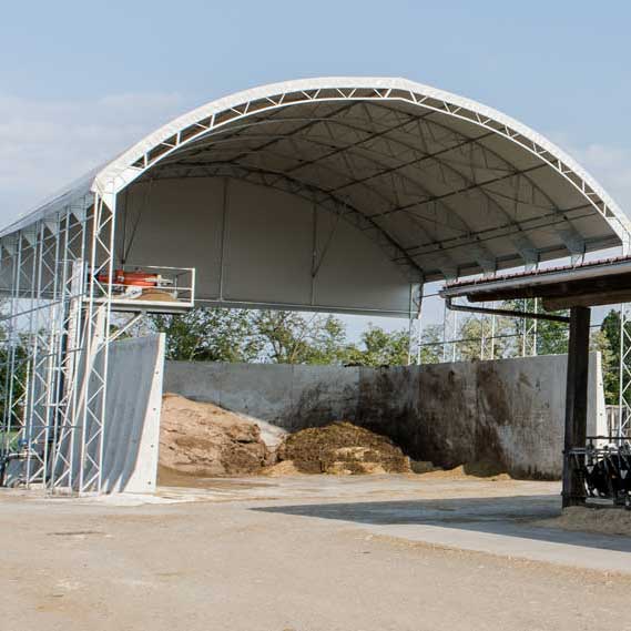 Manure pit and bunker fabric canopy